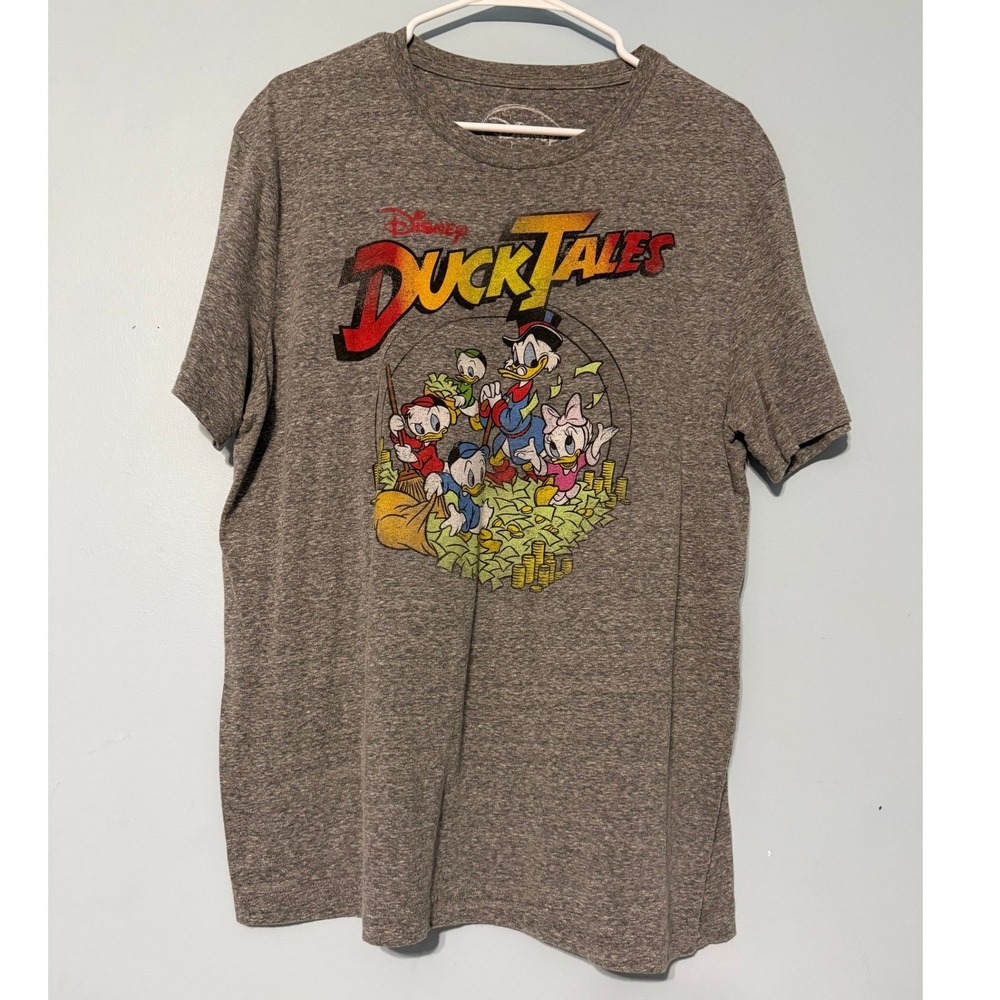 Disney DuckTales T-Shirt Men's L Gray Scrooge McDuck Huey Dewey Louie 2206